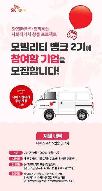 SK네트웍스가 '모빌리티 뱅크' 두 번째 지원 대상 공모에 나섰다. ⓒ SK네트웍스