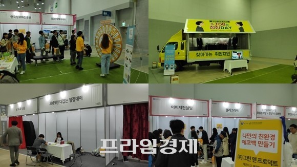 이번 KB취업박람회에는 '다입는 정장데이'를 비롯한 각종 흥미로운 이벤트로 구직자들을 즐겁게 만들었다. = 김동운 기자