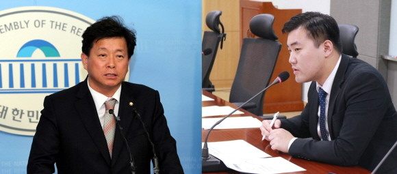 사진 좌측부터 김명연 의원(자유한국당, 안산 단원갑)과 김현수 위원장(대학생국회 보건복지위원회). = 전영민 청년기자