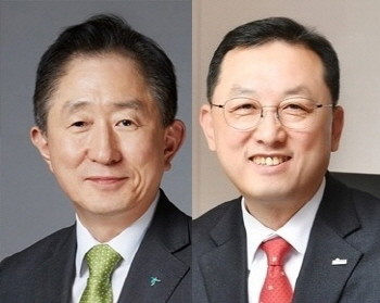 (오른쪽)김병철 신한금융투자 사장과 (왼쪽) 이진국 하나금융투자 사장이 초대형 IB 진출을 놓고 벌이는 각축전에 금융투자업계의 관심이 집중되고 있다. ⓒ 신한금융투자 ⓒ 하나금융투자