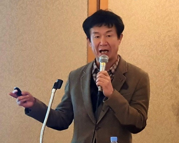 강명구 엔피디 대표이사가 21일 서울 여의도에서 열린 기자간담회에서 시작에 앞서 인사말을 하고 있다. = 염재인 기자