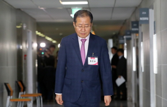 지난달 20일 미래통합당의 제21대 국회의원 예비후보자 면접에 참석한 홍준표 전 자유한국당 대표. ⓒ 연합뉴스