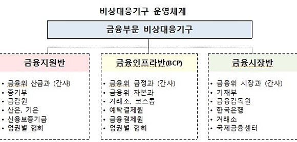 금융위원회 금융 부문 '비상대응기구' 현황. ⓒ 금융위원회