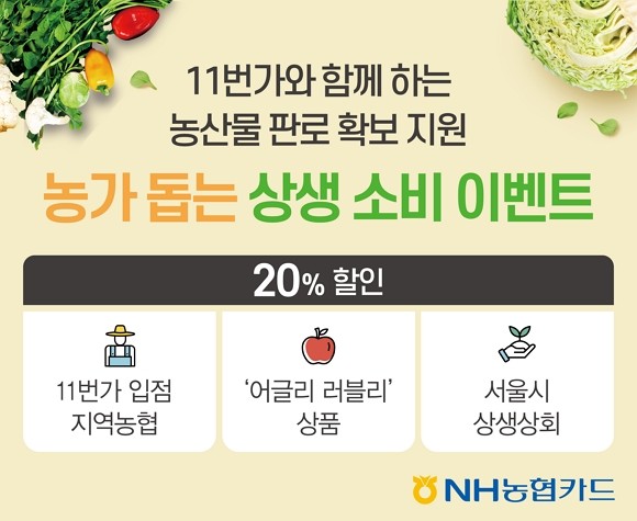 NH농협카드가 농가들 판로 확보를 돕기 위해 '농협과 함께 하는 같이 사는 가치 소비'를 11번가와 함께 진행한다. ⓒ NH농협카드