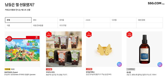 SSG닷컴 선물하기 판매 상위 상품. ⓒ SSG닷컴