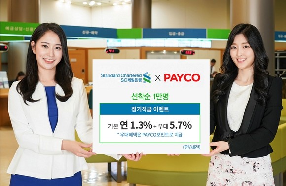 SC제일은행이 간편결제 플랫폼 페이코(PAYCO) 앱에서 퍼스트가계적금 가입 희망자로부터 사전 응모를 받는다. ⓒ SC제일은행
