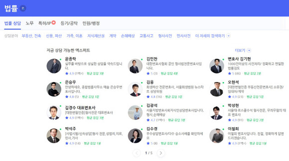 네이버 엑스퍼트에서 변호사들이 활동 중인 모습. 엑스퍼트를 둘러싼 변호사법 위반 논란 즉 수수료 문제는 결국 네이버페이에 부당한 편의를 제공하느냐는 논쟁으로까지 이어지는 양상이다. ⓒ 네이버