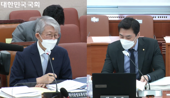 한준호 더불어민주당 의원이 최기영 과학기술정보통신부 장관에게 질의하고 있다. ⓒ 국회 의사중계 캡처