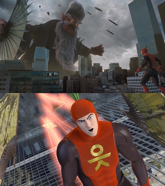 OK저축은행, OK캐피탈 등이 속한 OK금융그룹이 이달부터 대표 캐릭터 '읏맨'의 활약상을 담은 신규 TV광고 '부채도사' 편의 방영을 개시했다. ⓒ OK금융
