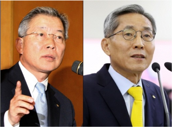 강정원 전 행장(좌)과 윤종규 회장(우). ⓒ 연합뉴스