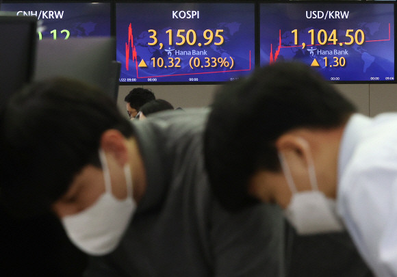 25일 중국 매출 회복 기대감으로 화장품 관련주들이 급등했다. 이날 코스피지수는 전거래일대비 3.38p(0.11%) 오른 3144.01로 시작했다. ⓒ 연합뉴스