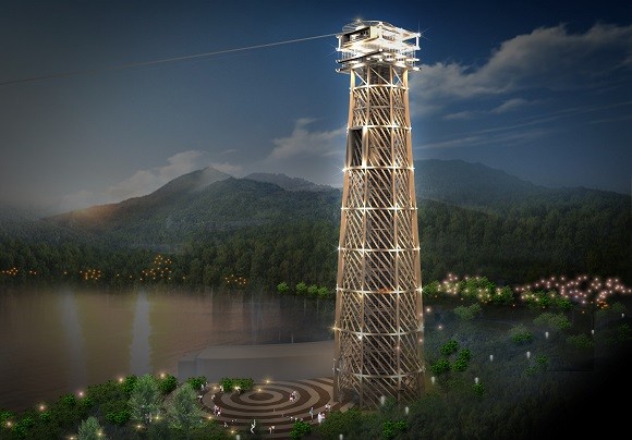 경주 보문단지 짚라인타워 야간 조감도. ⓒ 경북문화관광공사