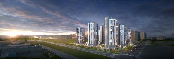 GS건설이 이달 평택시 영신도시개발지구에 선보이는 '평택지제역자이'는 총 1052세대에 달하는 대단지로, 최근 지난달 착공에 들어간 수원발 KTX 직결사업호재까지 누릴 수 있을 전망이다. 사진은 평택지제역자이 투시도. © GS건설