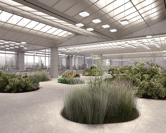현대백화점 목동점 7층에 조성되는 실내 정원 조감도. © 현대백화점