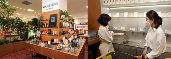 아모레퍼시픽이 '아모레스토어 헤어&바디'숍으로 불리는 리필 스테이션을 이마트 자양점에 도입했다. ⓒ 아모레퍼시픽