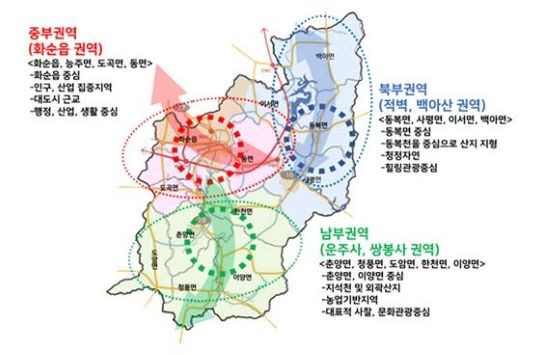 도시재생 전략계획 권역별 계획안. ⓒ 화순군