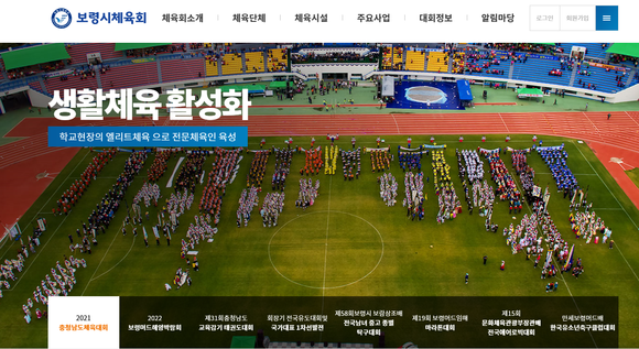 보령시체육회 홈페이지화면. ⓒ 보령시
