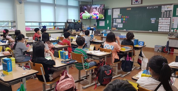 구강관리 뮤직컬 영상 온라인 시청각 교육 모습. ⓒ 보령시