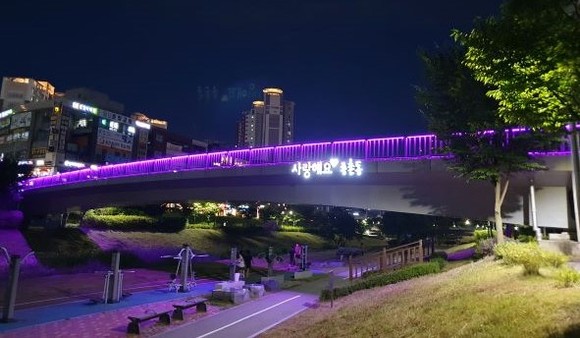 제천변 종촌4교 야간경관조명 설치모습. ⓒ 세종시