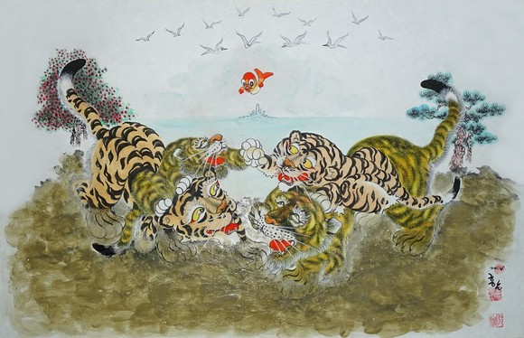 보령머드 호랑이가족(호암 김태암 作). ⓒ 보령시