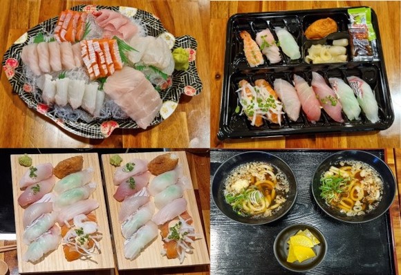 먹음직 스러운 한라초밥 회포장과 초밥. 우동. 자연산 활어와 선어, 양식 활어의 비중이 70~80%로 여타 초밥집에 비해 품질 우위를 점하고 있다. 모듬회는 30,000원, 초밥은 12,000원에 판매되고 있다.ⓒ 프라임경제
