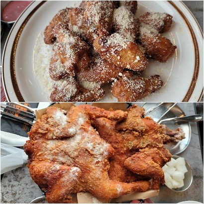 BBQ 신제품 '눈:맞은닭'과 '파더's' 치킨.=윤수현 기자