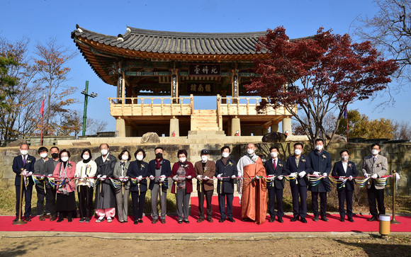 진주시가 북장대 보수공사 준공식을 개최하고 있다. ⓒ 진주시