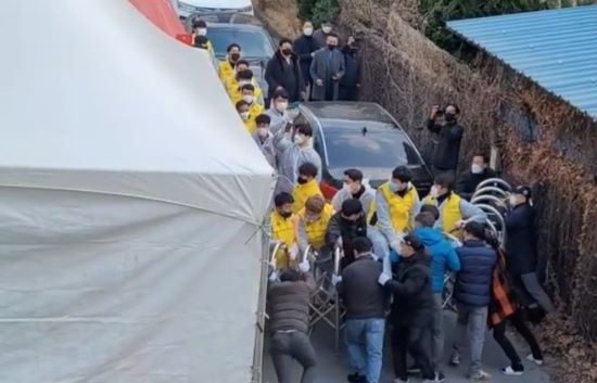 법원은 지난해 12월29일 전남방직 재개발부지 내 요양병원 식당시설에 대해 3차 강제 집행을 진행했다. ⓒ 시민제보