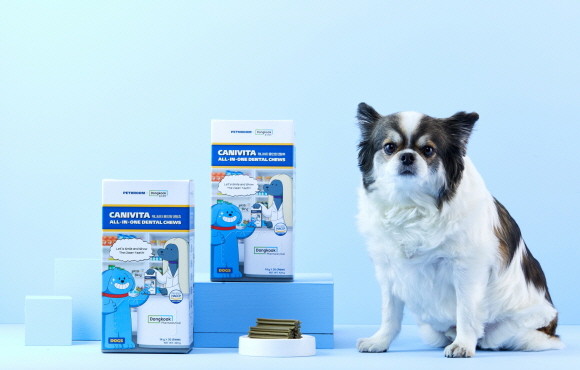 동국제약은 비엠스마일과 함께, 반려견의 구강 건강과 영양 관리를 위한 '캐니비타 올인원 덴탈츄'를 출시한다. © 동국제약