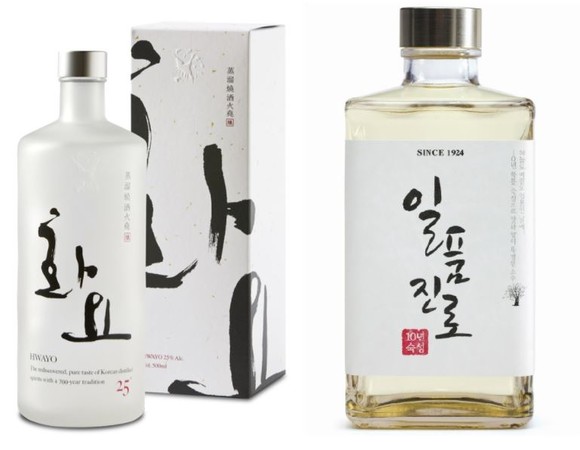 광주요그룹에서 나오는 '화요'와 하이트진로에서 나오는 '일품진로' 증류식 소주 제품들. ⓒ 각 사