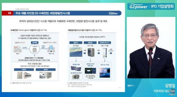 김영일 지투파워 대표이사가 17일 온라인 IPO 기자간담회를 진행하고 있다. ⓒ 유튜브 ' IRGO' 캡처