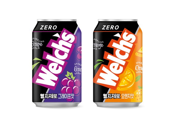 농심에서 출시한 '웰치제로 그레이프맛' '웰치제로 오렌지맛' ⓒ 농심