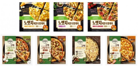 풀무원의 '노엣지 피자'와 CJ제일제당의 '고메 그릴피자' ⓒ 각사