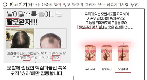 식약처에서 공개한 부당광고 사례. ⓒ 식품의약품안전처