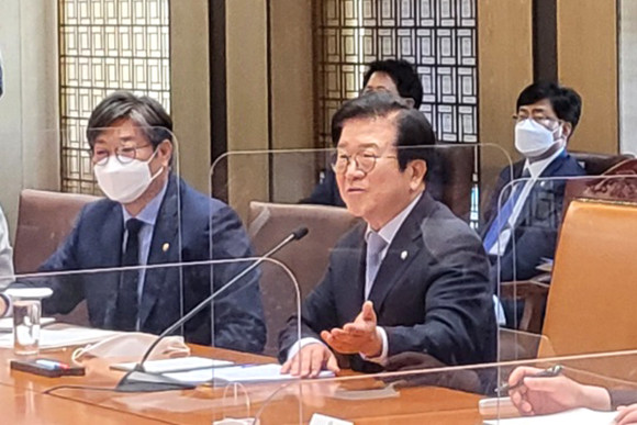 박병석 국회의장은 26일 퇴임 기자간담회를 가졌다. = 박성현 기자