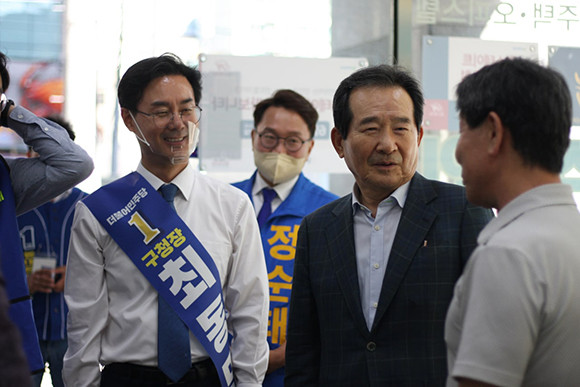 정세균 전 국무총리가 지난 26일 동대문구민에게 최동민 후보에 대한 지지를 호소했다. ⓒ 최동민 더불어민주당 동대문구청장 후보