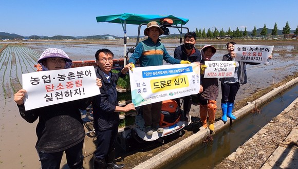31일 드문모 심기로 탄소중립 농업기술 확대 보급 실천. ⓒ 서천군