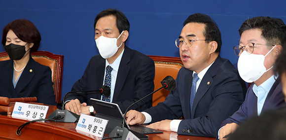 박홍근 더불어민주당 원내대표는 29일 국회 원 구상 관련으로 국민의힘 측 행보를 비판했다. ⓒ 연합뉴스