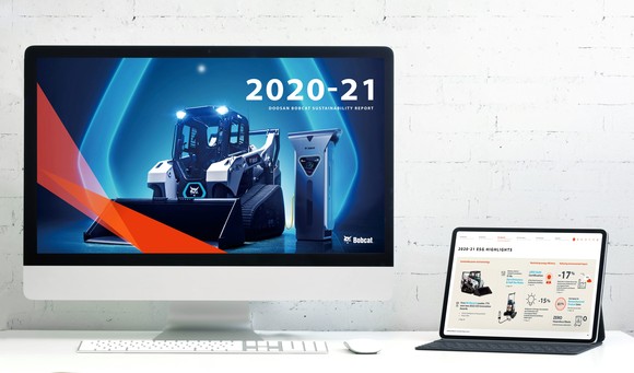 15일 발간된 '2020-21 두산밥캣 지속가능경영보고서'. ⓒ 두산밥캣