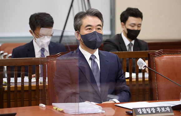 윤희근 경찰청장 후보자는 8일 국회 행정안전위원회 인사청문회에 참석했다. ⓒ 연합뉴스