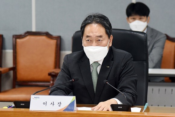 지난 6일 김태현 국민연금공단 신임 이사장은 취임 후 첫 번째 간부회의를 주재했다. ⓒ 국민연금공단