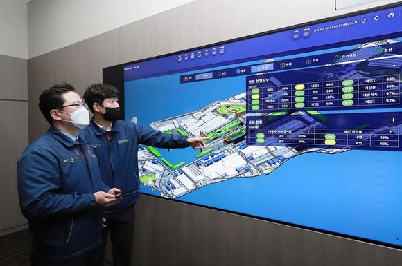 현대중공업그룹은 조선해양 부문에 디지털 트윈을 구현, 미래 첨단 조선소를 구축할 계획이다. ⓒ 현대중공업