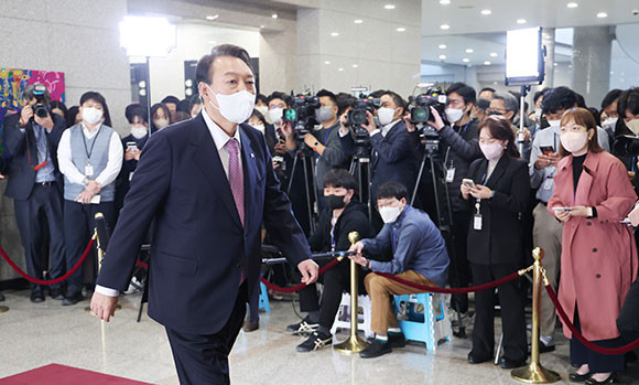 21일 대통령실의 도어스테핑 중단에 대해 김기현 국민의힘 의원은 MBC 책임론을 주장했다. ⓒ 연합뉴스