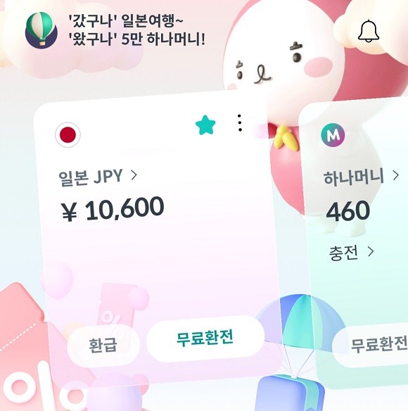 여행 출발 전 트래블로그 체크카드에 1만600엔을 충전했다. = 황현욱 기자