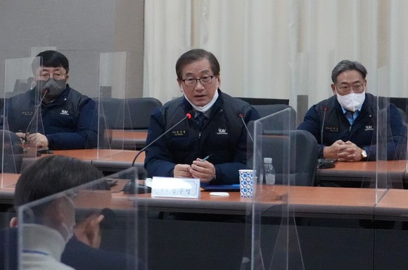 강구영 KAI 사장이 서부경남 출입기자 간담회를 개최하고 있다. ⓒ 한국항공우주산업