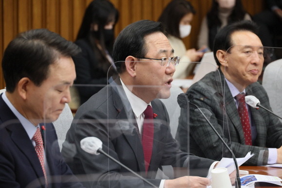 주호영 국민의힘 원내대표는 3일 원내대책회의를 주재했다. ⓒ 연합뉴스