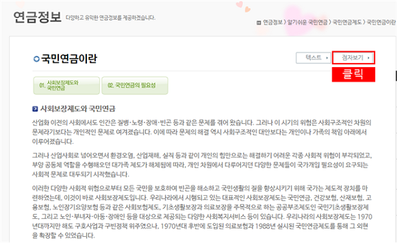 전자점자 서비스 주요 이용화면. ⓒ 국민연금공단