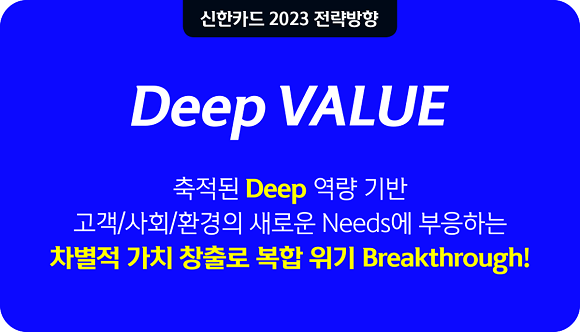 신한카드는 올해 사업전략으로 'Deep VALUE'로 선정했다. ⓒ 신한카드