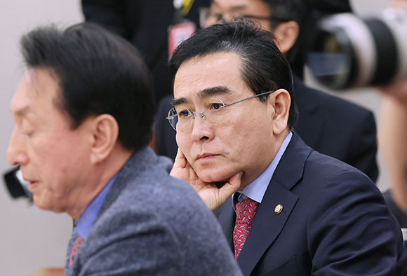 태영호 국민의힘 의원은 15일 국회 소통관에서 본인 발언에 의한 논란에 대해 추가 설명했다. ⓒ 연합뉴스