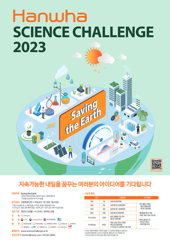 한화그룹이 과학 꿈나무 육성 대회인 '한화사이언스챌린지2023'을 개최한다. ⓒ 한화그룹